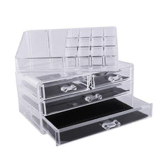 将图片加载到图库查看器,Multi-check & 4 Drawers Integrated Acrylic Makeup Case Cosmetics Organizer Transparent