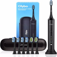 将图片加载到图库查看器,Olybo Electric Toothbrush Sonic Toothbrushes for Adults, 5 Modes 48000VPM with 6 Replacement Brush Heads and Travel Case(Cannot be sold on Amazon)