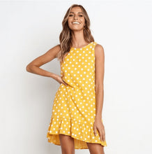 将图片加载到图库查看器,Lossky Women Summer Dress Polka Dot Chiffon Sleeveless Beach Mini Casual Yellow Sundress 2020 Fashion Plus Size Dress For Women