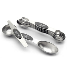将图片加载到图库查看器,LMETJMA 7pcs/set Magnetic Measuring Spoons Set with Leveler Stainless Steel Double-Sided Measuring Spoons Set for Cooking Baking