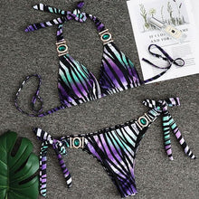 将图片加载到图库查看器,Shiny Rhinestone Bikini 2019 Crystal Diamond Swimsuit Women Metal Chains Swimwear female Bikini set Bandeau Halter Bathing Suit