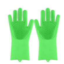 将图片加载到图库查看器,Silicone Cleaning Brush Scrubber Gloves Heat Resistant, Great for Dish wash, Cleaning, Pet hair care (Mint)