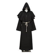 将图片加载到图库查看器,Halloween Plague Doctor Beak Costume Medieval Renaissance Scary Hood Minister Coat Outfit Carnival For Men Adult Robe Mask Hat