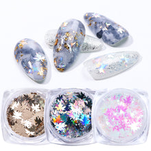 将图片加载到图库查看器,1 Box Maple Leaves Nail Art Sequins Holographic Glitter Flakes Paillette Chameleon Stickers For Nails Autumn Design Decor SA1528