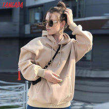 将图片加载到图库查看器,Tangada women fleece hoodie sweatshirts winter japanese fashion 2020 oversize ladies pullovers warm pocket hooded jacket SD60