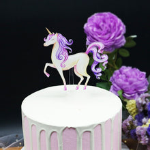 将图片加载到图库查看器,Gold Unicorn Acrylic Cake Topper Flamingo Happy Birthday Cupcake Topper For Baby Shower Mermaid Unicorn Party Cake Decorations