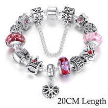 将图片加载到图库查看器,BAMOER Silver Charms Bracelet & Bangles With Queen Crown Beads PA1823