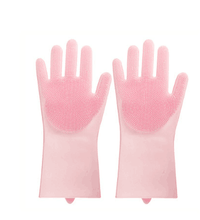将图片加载到图库查看器,Silicone Cleaning Brush Scrubber Gloves Heat Resistant, Great for Dish wash, Cleaning, Pet hair care (Mint)