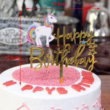 将图片加载到图库查看器,Gold Unicorn Acrylic Cake Topper Flamingo Happy Birthday Cupcake Topper For Baby Shower Mermaid Unicorn Party Cake Decorations