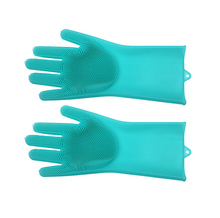 将图片加载到图库查看器,Silicone Cleaning Brush Scrubber Gloves Heat Resistant, Great for Dish wash, Cleaning, Pet hair care (Mint)