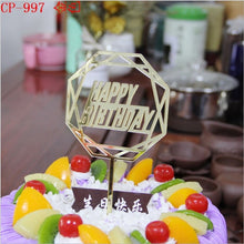 将图片加载到图库查看器,Glitter Happy Birthday Cake Topper Acrylic Letter Gold Silver Cake Top Flag Decoration for Boy Birthday Party Wedding Supplies