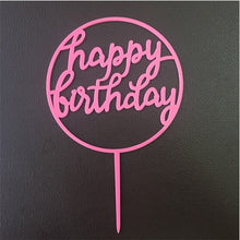 将图片加载到图库查看器,Glitter Happy Birthday Cake Topper Acrylic Letter Gold Silver Cake Top Flag Decoration for Boy Birthday Party Wedding Supplies