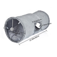 将图片加载到图库查看器,Gray Collapsible Cat Tunnel Funny Plush Cat Tunnel Kitten Play Tube with Ball Interactive Toy Ball Cat Pet Toy