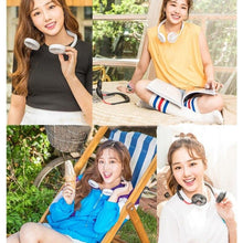 将图片加载到图库查看器,USB Rechargeable Neckband Sport Fan Lazy Neck Hanging Dual Cooling Portable Fan