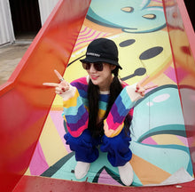 将图片加载到图库查看器,Color Striped Long-Sleeved Round Neck Sweater