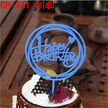 将图片加载到图库查看器,Glitter Happy Birthday Cake Topper Acrylic Letter Gold Silver Cake Top Flag Decoration for Boy Birthday Party Wedding Supplies