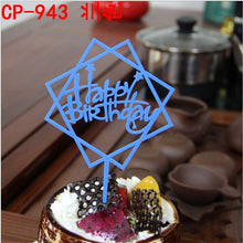 将图片加载到图库查看器,Glitter Happy Birthday Cake Topper Acrylic Letter Gold Silver Cake Top Flag Decoration for Boy Birthday Party Wedding Supplies