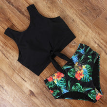 将图片加载到图库查看器,High Waist Bikini Leopard Swimsuit Women Bikini 2020 Floral Swimsuit Print High Neck Bikini Push Up Swimwear Snake Bathing Suit