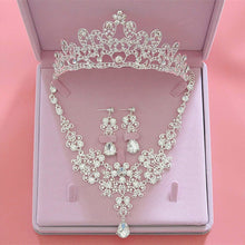 将图片加载到图库查看器,High Quality Fashion Crystal Wedding Bridal Jewelry Sets Women Bride Tiara Crowns Earring Necklace Wedding Jewelry Accessories