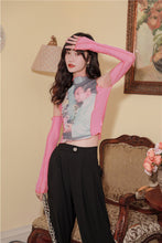 将图片加载到图库查看器,CHEERART Designer Off Shoulder Mesh Top Long Sleeve Top See Through T Shirt Women Tee Shirt Summer Fashion Tops