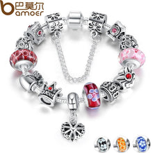将图片加载到图库查看器,BAMOER Silver Charms Bracelet & Bangles With Queen Crown Beads PA1823