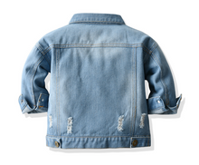 将图片加载到图库查看器,Top Spring Autumn Kids Casual Jacket Girls Ripped Holes Jeans Coats Little Boys Girls Denim Outerwear Costume