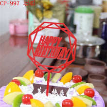 将图片加载到图库查看器,Glitter Happy Birthday Cake Topper Acrylic Letter Gold Silver Cake Top Flag Decoration for Boy Birthday Party Wedding Supplies