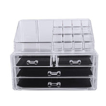 将图片加载到图库查看器,Multi-check & 4 Drawers Integrated Acrylic Makeup Case Cosmetics Organizer Transparent