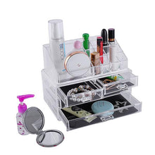 将图片加载到图库查看器,Multi-check & 4 Drawers Integrated Acrylic Makeup Case Cosmetics Organizer Transparent