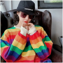 将图片加载到图库查看器,Color Striped Long-Sleeved Round Neck Sweater