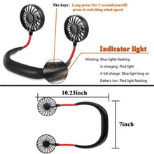 将图片加载到图库查看器,USB Rechargeable Neckband Sport Fan Lazy Neck Hanging Dual Cooling Portable Fan