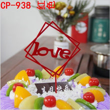 将图片加载到图库查看器,Glitter Happy Birthday Cake Topper Acrylic Letter Gold Silver Cake Top Flag Decoration for Boy Birthday Party Wedding Supplies