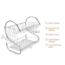 将图片加载到图库查看器,415 Multifunctional S-shaped Dual Layers Bowls & Dishes & Chopsticks & Spoons Collection Shelf Dish Drai