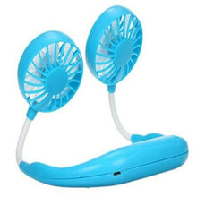 将图片加载到图库查看器,USB Rechargeable Neckband Sport Fan Lazy Neck Hanging Dual Cooling Portable Fan