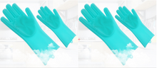 将图片加载到图库查看器,Silicone Cleaning Brush Scrubber Gloves Heat Resistant, Great for Dish wash, Cleaning, Pet hair care (Mint)