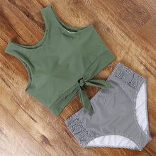 将图片加载到图库查看器,High Waist Bikini Leopard Swimsuit Women Bikini 2020 Floral Swimsuit Print High Neck Bikini Push Up Swimwear Snake Bathing Suit