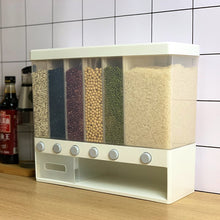 将图片加载到图库查看器,Wall-Mounted Seperated Grain Cereal Can Rice Storage Box Classification Metering Rice Cylinder Automatic Rice Plastic