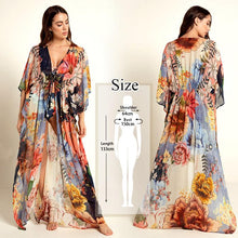 将图片加载到图库查看器,2020 Bikini Cover-ups Bohemian Dot Printed Flare Sleeve Ruffed Summer Beach Dress Chiffon Tunic Women Swimsuit Cover Up Q914