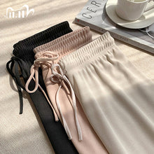 将图片加载到图库查看器,Soft Comfort Women Pants 2020 New High Waist Casual Summer Slacks Pants Women Ice Silk Ankle-Length Long Trousers Female Slacks