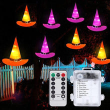 将图片加载到图库查看器,8 modeHalloween decoration outdoor hanging glowing witch hat decoration Halloween string lights