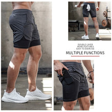将图片加载到图库查看器,2020 Summer Running Shorts Men 2 in 1 Sports Jogging Fitness Shorts Training Quick Dry Mens Gym Men Shorts Sport gym Short Pants