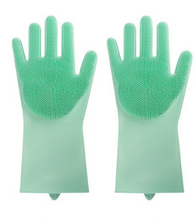 将图片加载到图库查看器,Silicone Cleaning Brush Scrubber Gloves Heat Resistant, Great for Dish wash, Cleaning, Pet hair care (Mint)