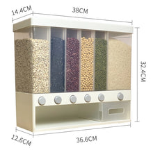 将图片加载到图库查看器,Wall-Mounted Seperated Grain Cereal Can Rice Storage Box Classification Metering Rice Cylinder Automatic Rice Plastic