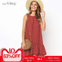 将图片加载到图库查看器,Lossky Women Summer Dress Polka Dot Chiffon Sleeveless Beach Mini Casual Yellow Sundress 2020 Fashion Plus Size Dress For Women