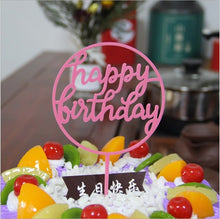 将图片加载到图库查看器,Glitter Happy Birthday Cake Topper Acrylic Letter Gold Silver Cake Top Flag Decoration for Boy Birthday Party Wedding Supplies