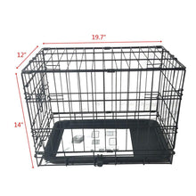 将图片加载到图库查看器,20" Pet Kennel Cat Rabbit Folding Steel Crate Animal Playpen Wire Metal Cage Black