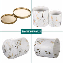 将图片加载到图库查看器,Ceramic flowerpot with drain hole and tray, marble pattern, ceramic flowerpot with drain hole, for meat plants / plants / flowers