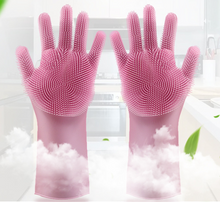 将图片加载到图库查看器,Silicone Cleaning Brush Scrubber Gloves Heat Resistant, Great for Dish wash, Cleaning, Pet hair care (Mint)
