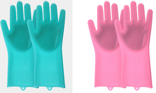 将图片加载到图库查看器,Silicone Cleaning Brush Scrubber Gloves Heat Resistant, Great for Dish wash, Cleaning, Pet hair care (Mint)