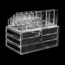 将图片加载到图库查看器,Multi-check & 4 Drawers Integrated Acrylic Makeup Case Cosmetics Organizer Transparent